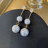 Charming Korean earrings with white pearls for women - Charm Jewelry R1240 - Touchy Style .