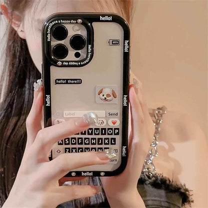 Chat Keyboard Puppy Pattern - Cute Phone Case For iPhone 13, 14, 11, 12 Pro Max, XS, XR, X, 7, 8, 14 Plus, or SE - Touchy Style