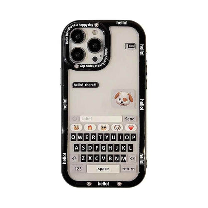 Chat Keyboard Puppy Pattern - Cute Phone Case For iPhone 13, 14, 11, 12 Pro Max, XS, XR, X, 7, 8, 14 Plus, or SE - Touchy Style