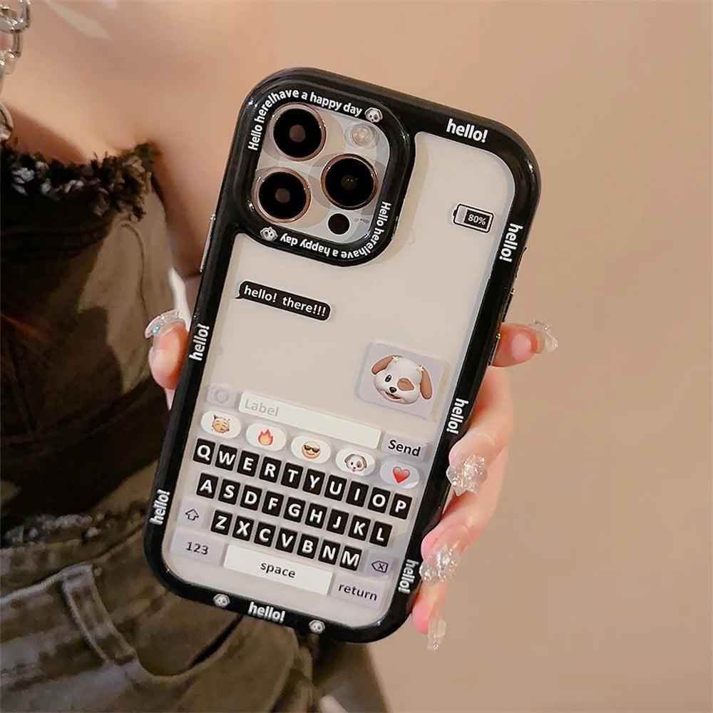 Chat Keyboard Puppy Pattern - Cute Phone Case For iPhone 13, 14, 11, 12 Pro Max, XS, XR, X, 7, 8, 14 Plus, or SE - Touchy Style