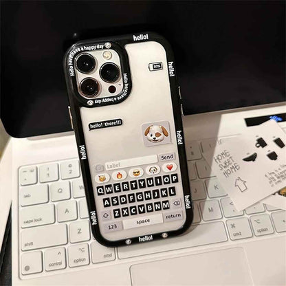 Chat Keyboard Puppy Pattern - Cute Phone Case For iPhone 13, 14, 11, 12 Pro Max, XS, XR, X, 7, 8, 14 Plus, or SE - Touchy Style