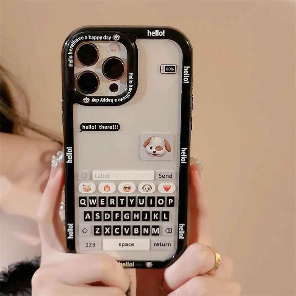 Chat Keyboard Puppy Pattern - Cute Phone Case For iPhone 13, 14, 11, 12 Pro Max, XS, XR, X, 7, 8, 14 Plus, or SE - Touchy Style