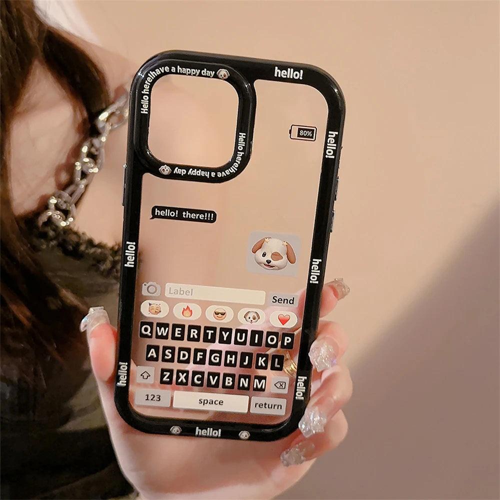 Chat Keyboard Puppy Pattern - Cute Phone Case For iPhone 13, 14, 11, 12 Pro Max, XS, XR, X, 7, 8, 14 Plus, or SE - Touchy Style