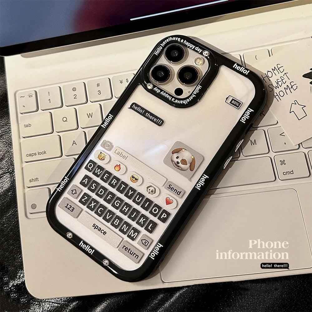 Chat Keyboard Puppy Pattern - Cute Phone Case For iPhone 13, 14, 11, 12 Pro Max, XS, XR, X, 7, 8, 14 Plus, or SE - Touchy Style