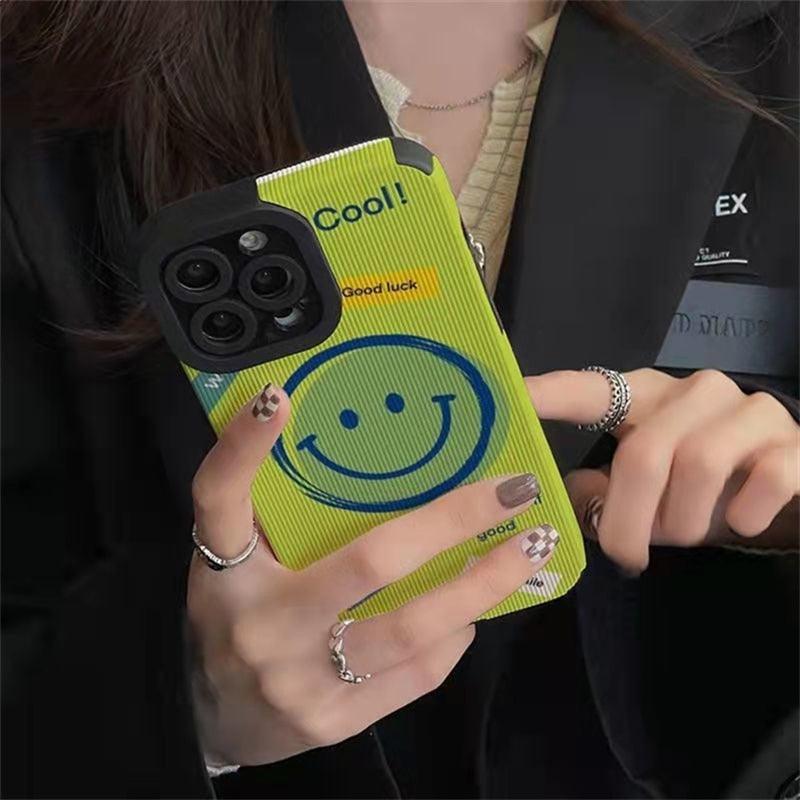 Cheerful Smiley Face: Cute Phone Case with Soft Cover for iPhone 11, 12, 13, 14 Pro Max, Mini, 6, S, 7, 8 Plus, SE, X, XS, and XR - Touchy Style .