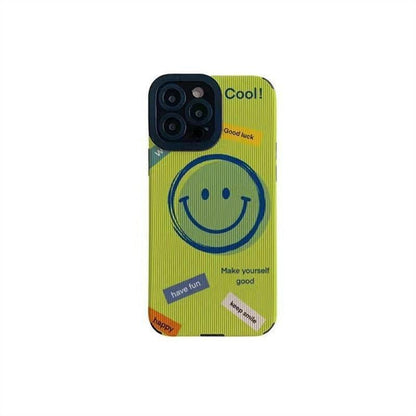 Cheerful Smiley Face: Cute Phone Case with Soft Cover for iPhone 11, 12, 13, 14 Pro Max, Mini, 6, S, 7, 8 Plus, SE, X, XS, and XR - Touchy Style .