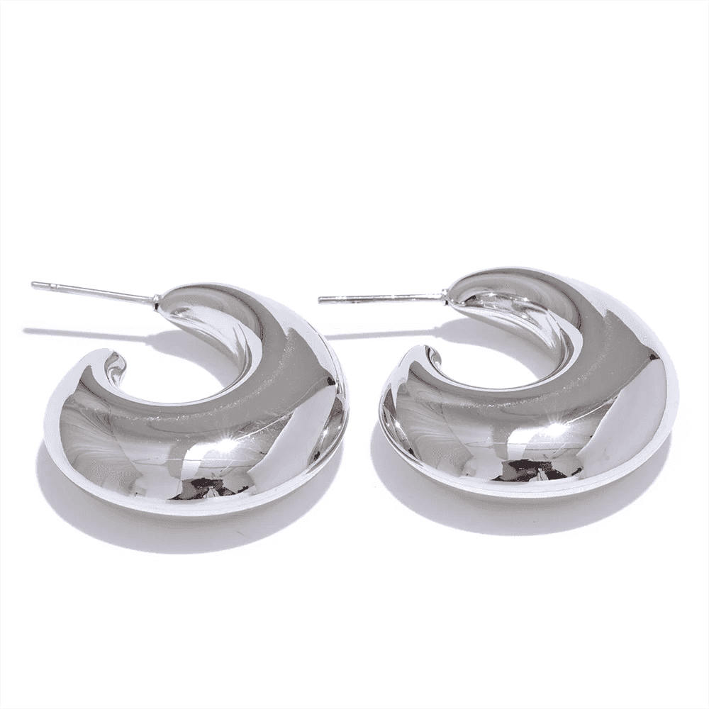 Chunky Earrings Charm Jewelry - Smooth Stainless Steel Metal - TSJ29 - Touchy Style