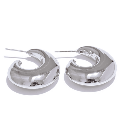Chunky Earrings Charm Jewelry - Smooth Stainless Steel Metal - TSJ29 - Touchy Style