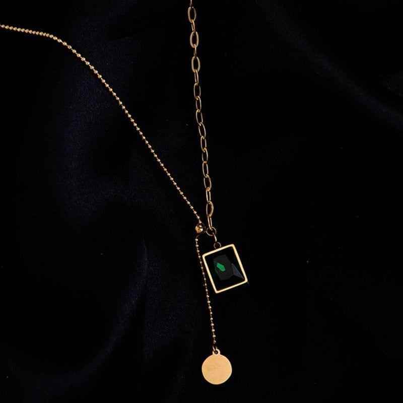 Classic Gem Square Stainless Steel Necklaces Charm Jewelry NCJT24 - Touchy Style