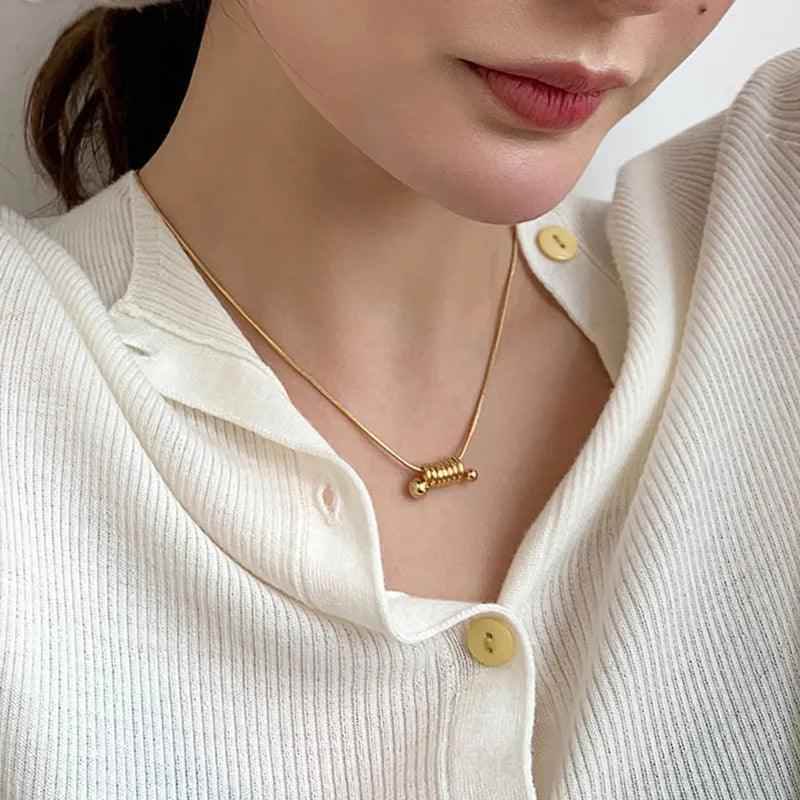 Classic Metal Steel Twisted Pendant Necklace Charm Jewelry EL424 - Touchy Style