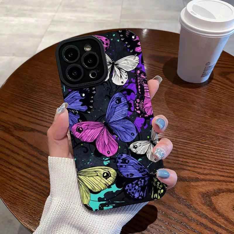 Colorful Butterflies Cute Phone Case for iPhone 15 14 13 12 11 Pro Max, 14 15 Plus, 12 13 Mini, X, XR, XS Max, 7 8 Plus - Touchy Style