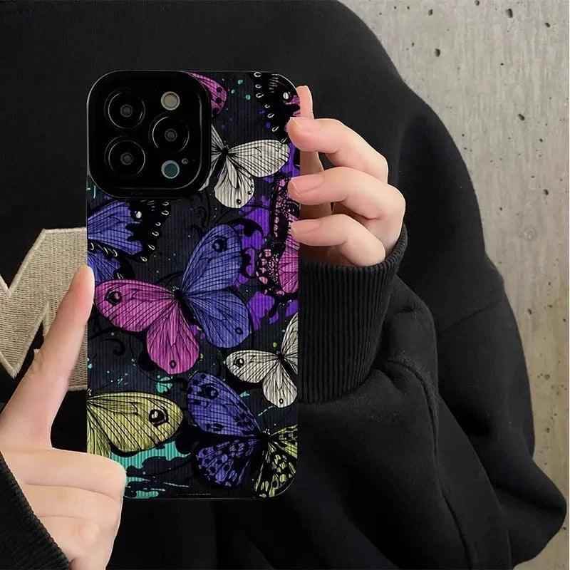 Colorful Butterflies Cute Phone Case for iPhone 15 14 13 12 11 Pro Max, 14 15 Plus, 12 13 Mini, X, XR, XS Max, 7 8 Plus - Touchy Style