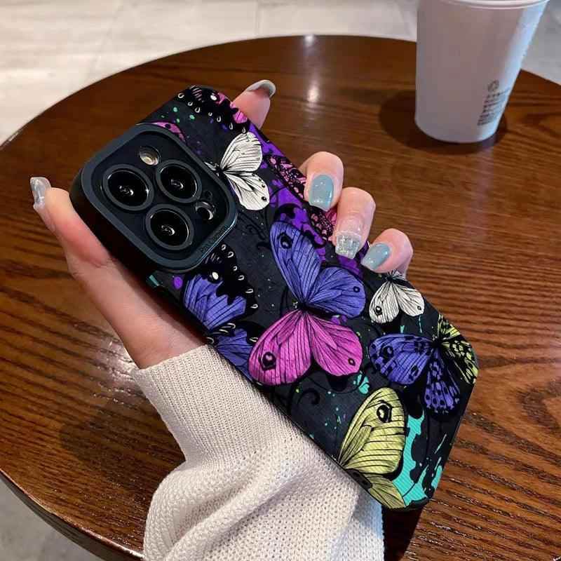 Colorful Butterflies Cute Phone Case for iPhone 15 14 13 12 11 Pro Max, 14 15 Plus, 12 13 Mini, X, XR, XS Max, 7 8 Plus - Touchy Style