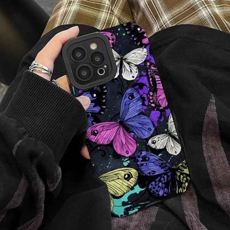 Colorful Butterflies Cute Phone Case for iPhone 15 14 13 12 11 Pro Max, 14 15 Plus, 12 13 Mini, X, XR, XS Max, 7 8 Plus - Touchy Style
