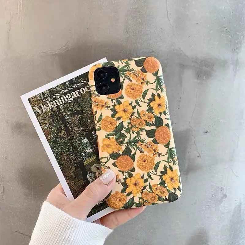 Colorful Flower Floral Leaf Cute Phone Case For iPhone 15 14 13 12Pro 8 Plus 7 X XR 11 Pro Max - Touchy Style .