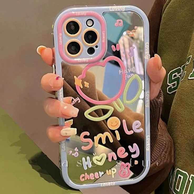 Colorful Flower Mirror - ACPC Cute Phone Case For iPhone 13 Pro Max, 11, 12, and 14 - Touchy Style