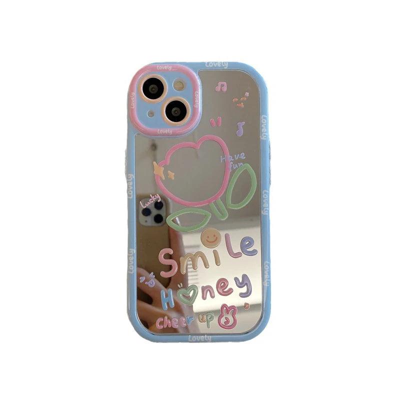 Colorful Flower Mirror - ACPC Cute Phone Case For iPhone 13 Pro Max, 11, 12, and 14 - Touchy Style .