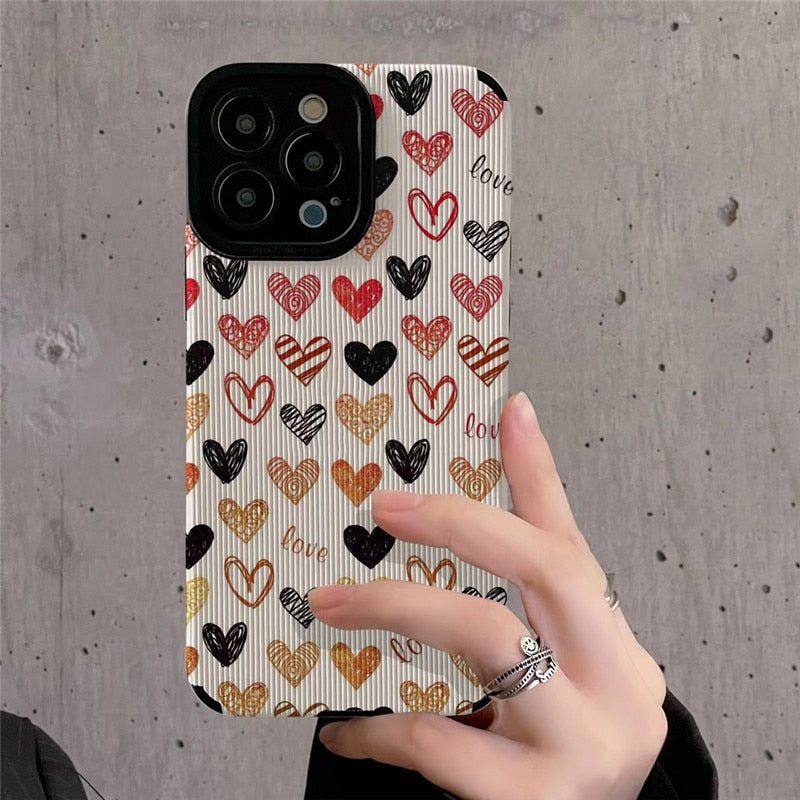 Colorful Heart Cute Phone Cases for iPhone 14, 13, 12, 11, Pro Max, 7, 8, 14 Plus, 13 Pro Max, X, XR, XS - Touchy Style .