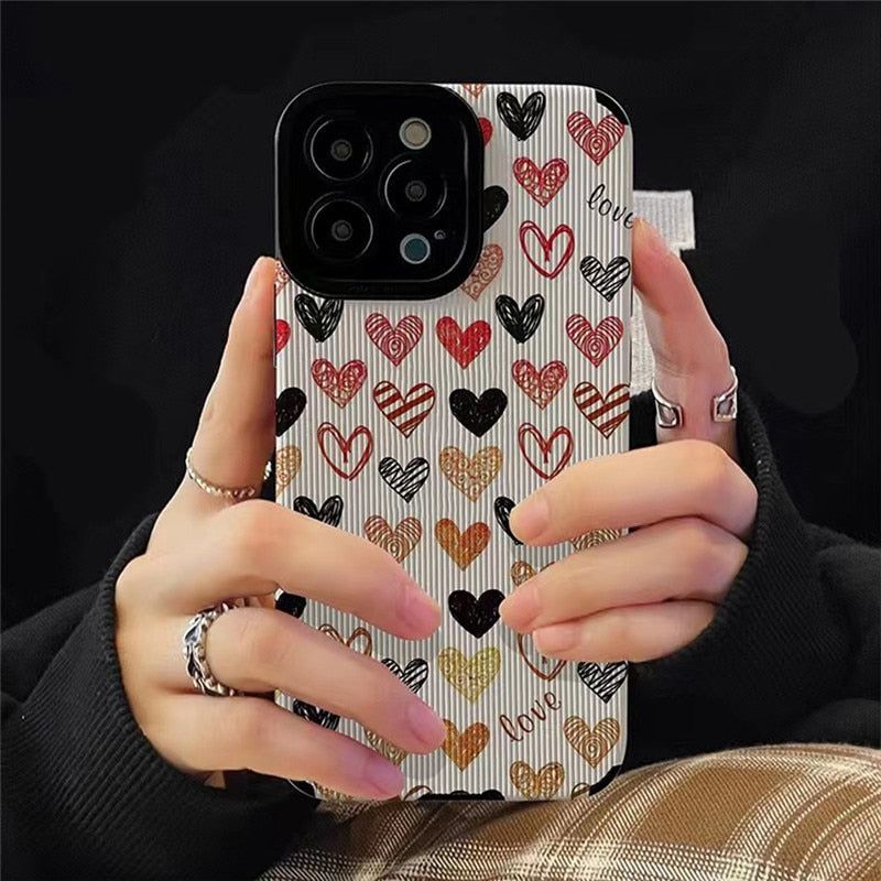 Colorful Heart Cute Phone Cases for iPhone 14, 13, 12, 11, Pro Max, 7, 8, 14 Plus, 13 Pro Max, X, XR, XS - Touchy Style .