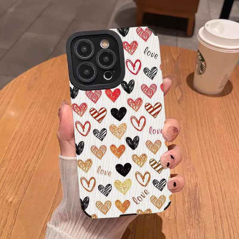 Colorful Heart Cute Phone Cases for iPhone 16, 15, 14, 13, 12, 11, Pro Max, 7, 8, 14 Plus, 13 Pro Max, X, XR, XS - Touchy Style