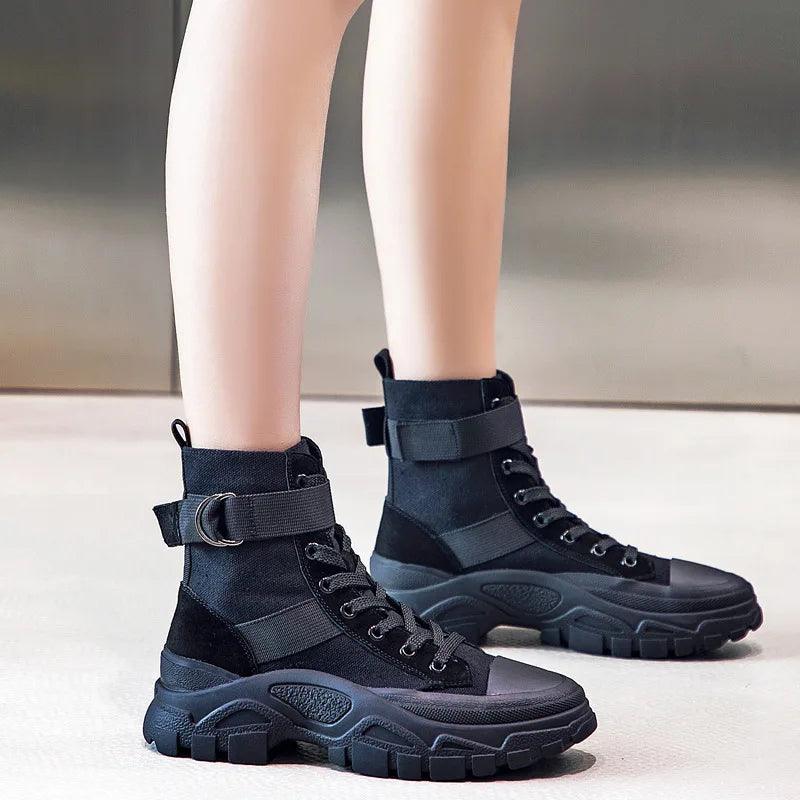 Comfortable Ankle Boots High-top Thick-soled Women&
