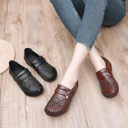 Comfortable Flat Sandals: RN215 Leather Breathable Women&