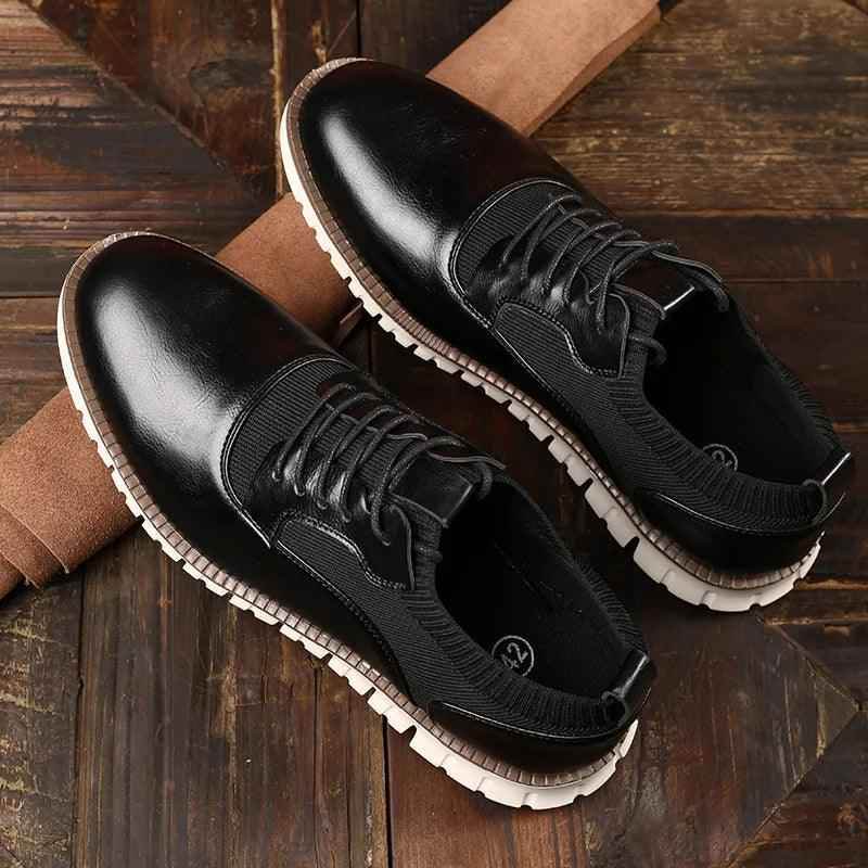 Comfortable Leather Breathable Sneakers - Men&