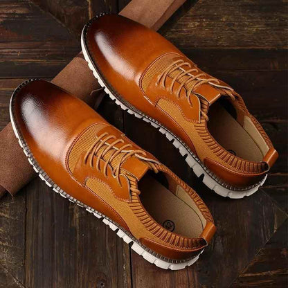 Comfortable Leather Breathable Sneakers - Men&