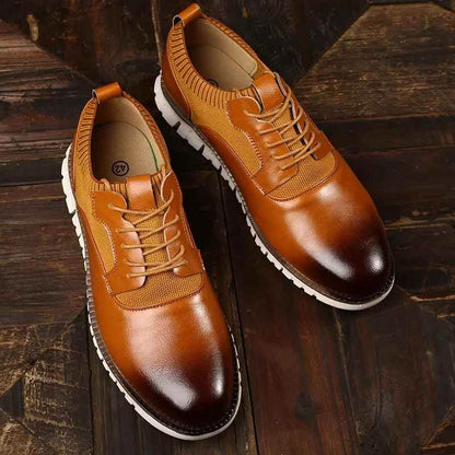 Comfortable Leather Breathable Sneakers - Men&