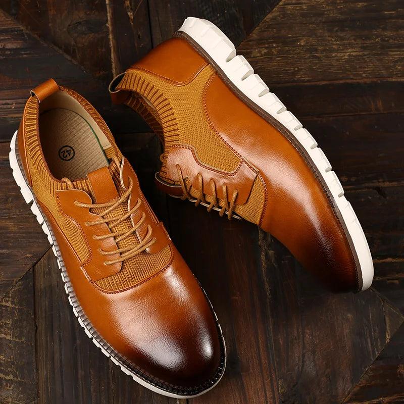 Comfortable Leather Breathable Sneakers - Men&