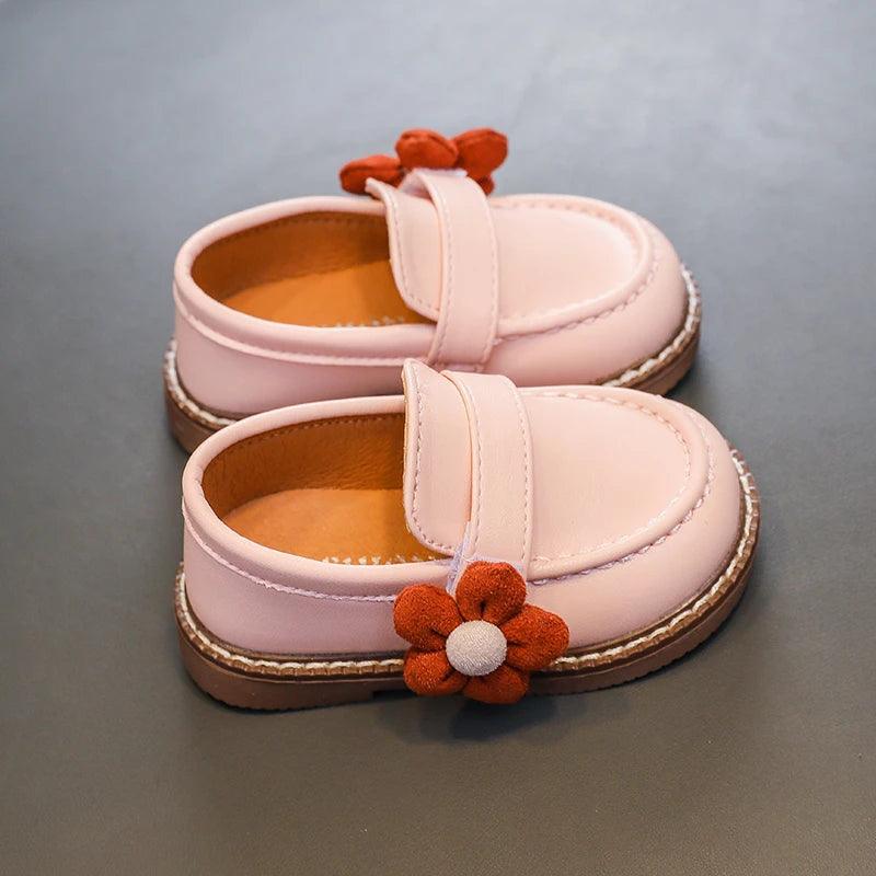 Comfortable Soft Leather Toddler Girl Casual Shoes with Flower - TF329 - Touchy Style .