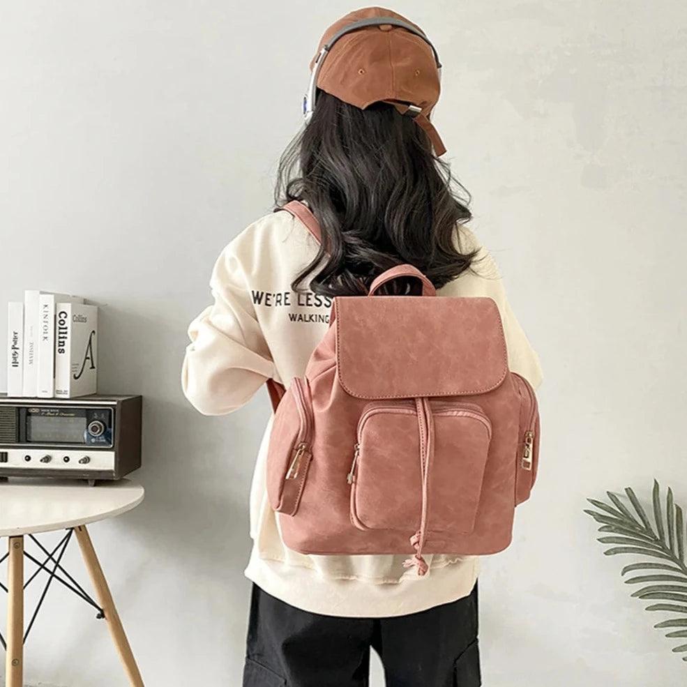 Cool Backpack - Fashion Leather Vintage Shoulder Bag (QD154) - Touchy Style .