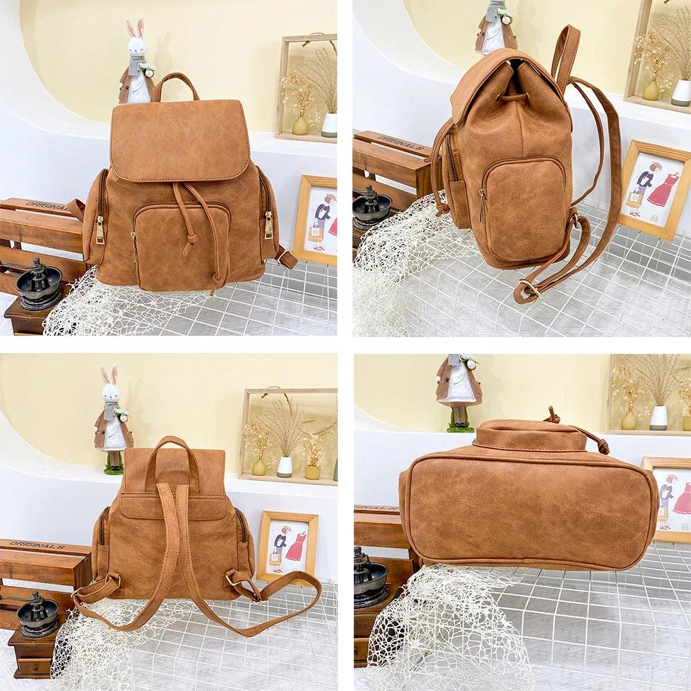 Cool Backpack - Fashion Leather Vintage Shoulder Bag (QD154) - Touchy Style .