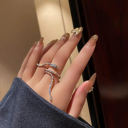 Cool Snake Shape Finger Rings Charm Jewelry RCJRTY57 Adjustable Crystal Rings - Touchy Style