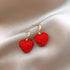 Copper Alloy Drop Earrings Charm Jewelry ECJOS17 Red Crystal Heart - Touchy Style .