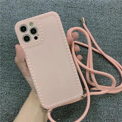 Cord Lanyard Cute Phone Case for iPhone 12 13 SE 2020 11 Pro Max X XR XS 7 8 Plus Cover - Touchy Style .