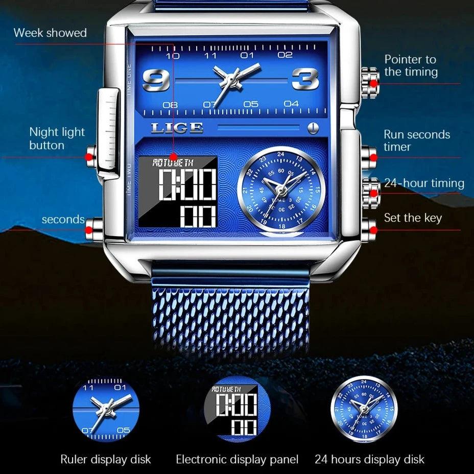 Creative Watch For Men Top Luxury Square Sports Quartz Wristwatches MSCWML57 - Touchy Style .