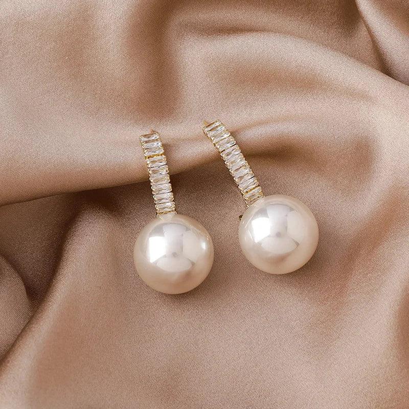 Crystal Big Pearl Dangle Fashion Earrings Charm Jewelry XYS0106 - Touchy Style .