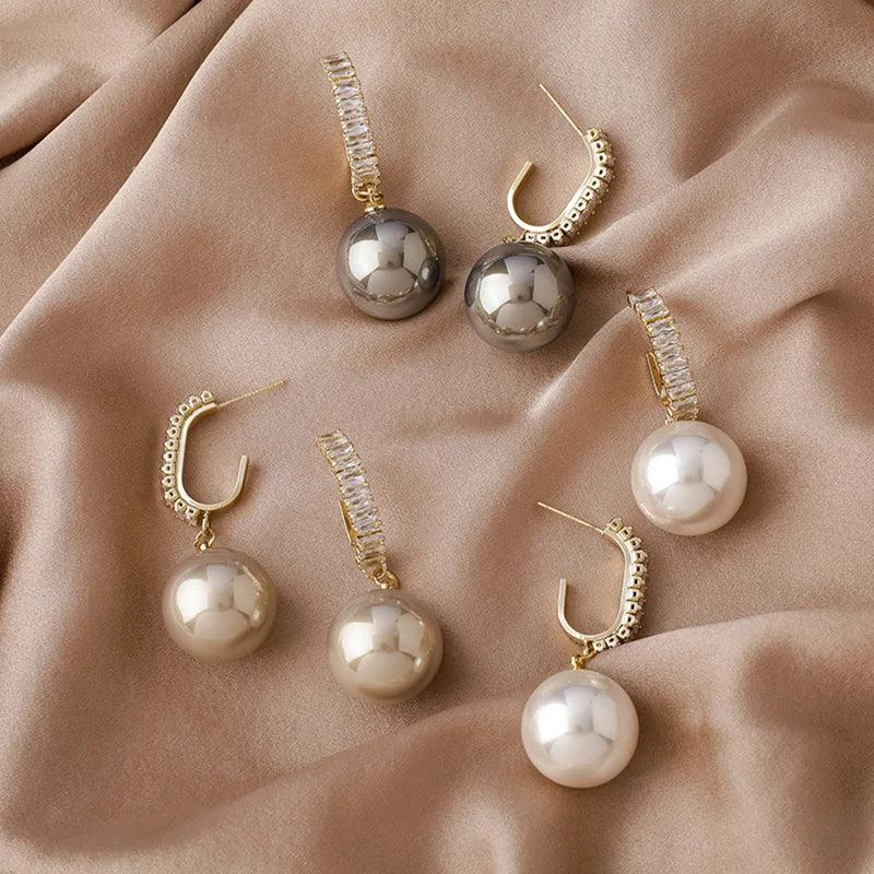 Crystal Big Pearl Dangle Fashion Earrings Charm Jewelry XYS0106 - Touchy Style .
