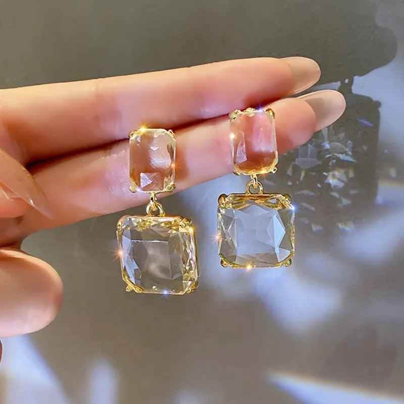 Crystal Geometric Square Fresh Drop Earrings Charm Jewelry EM328 - Touchy Style