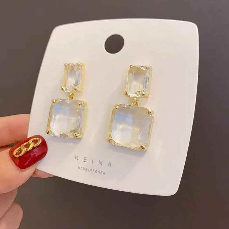 Crystal Geometric Square Fresh Drop Earrings Charm Jewelry EM328 - Touchy Style .