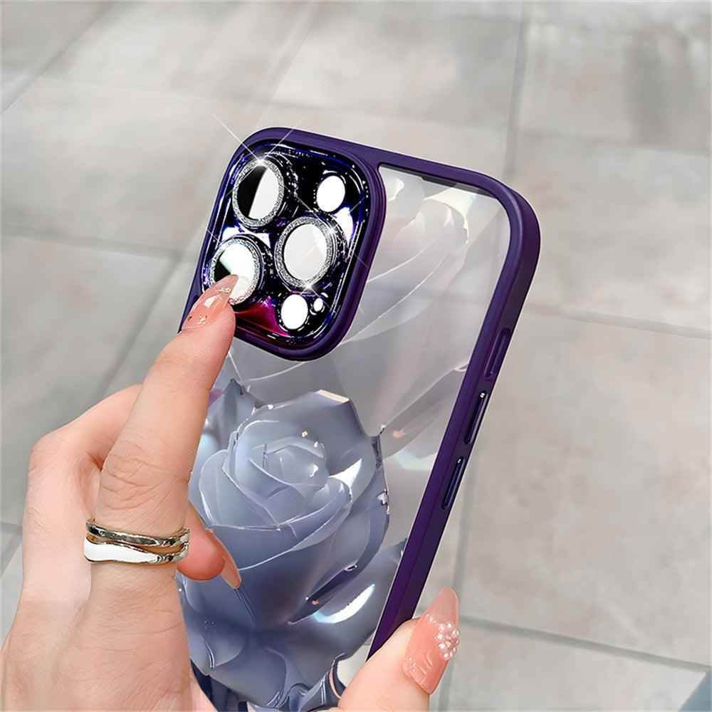 Crystal Rose Transparent Cute Phone Case for iPhone 11, 12, 13, 14 Pro Max, Plus, and Pro - Protective Cover - Touchy Style