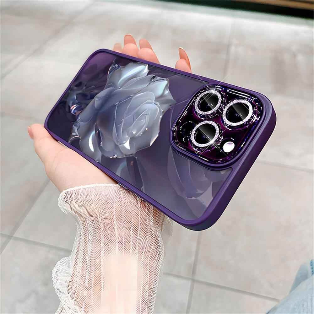 Crystal Rose Transparent Cute Phone Case for iPhone 11, 12, 13, 14 Pro Max, Plus, and Pro - Protective Cover - Touchy Style .