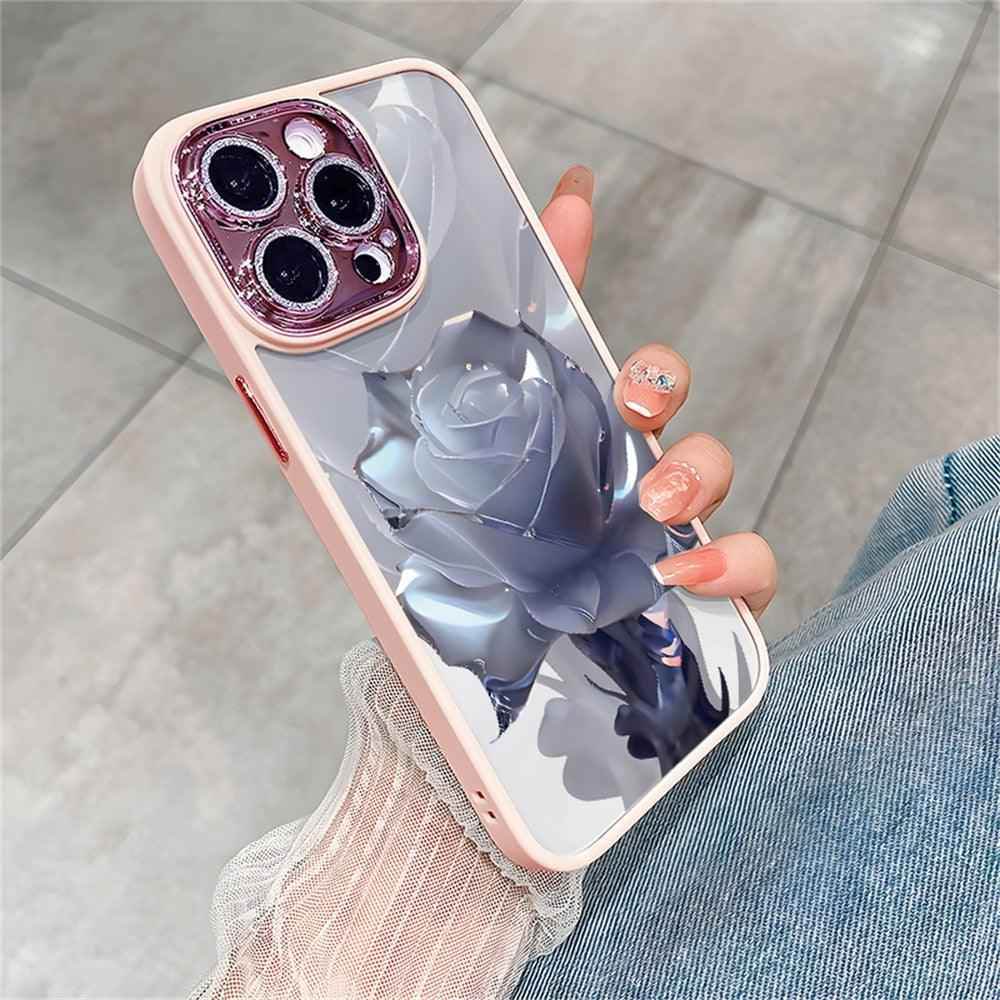 Crystal Rose Transparent Cute Phone Case for iPhone 11, 12, 13, 14 Pro Max, Plus, and Pro - Protective Cover - Touchy Style