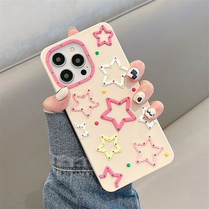 Cute 3D Colorful Stars Phone Cases for iPhone 14 Pro Max, 13, 12, 11, XR, X, XS Max - Touchy Style .