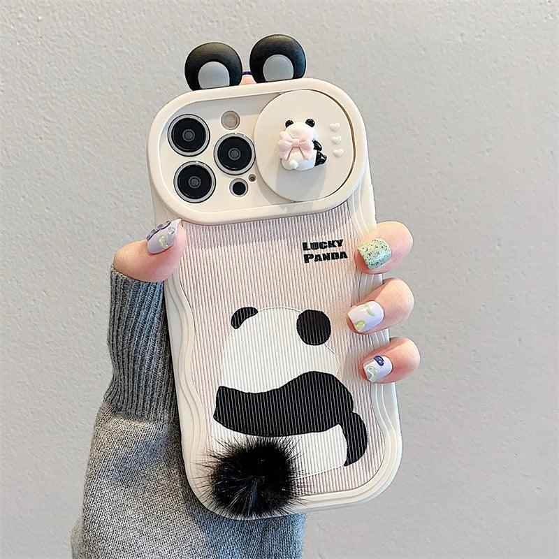 Cute 3D Ear Panda Phone Case for iPhone 15 Pro Max, 14, 13, 11, and 12 - Cover - Touchy Style .