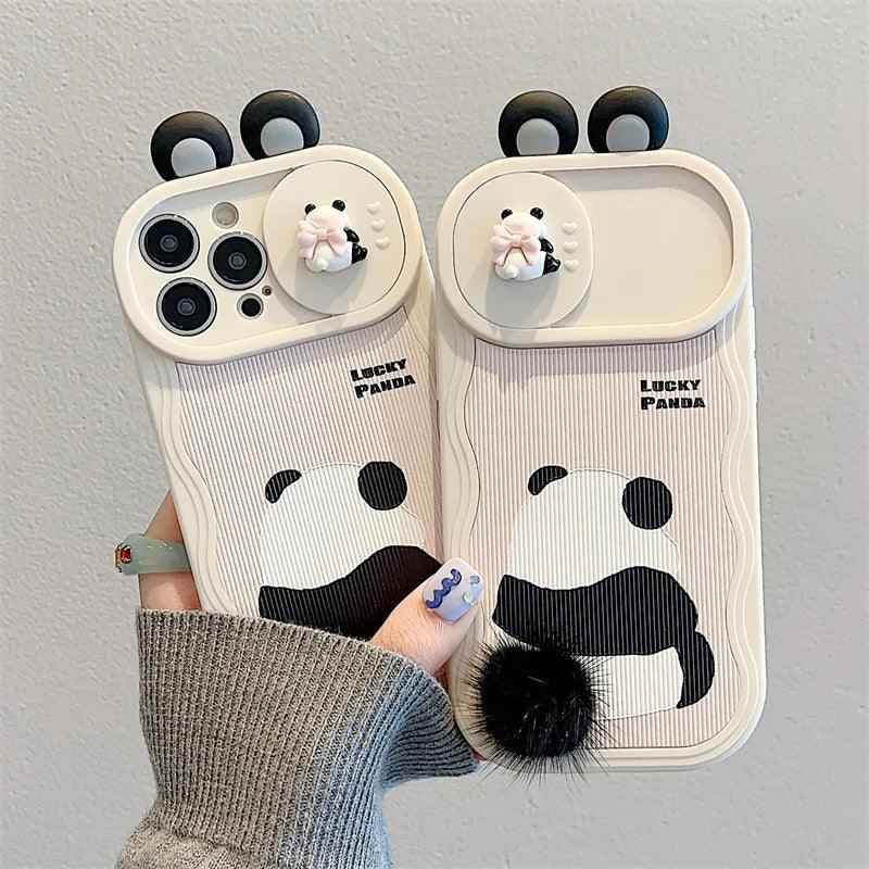 Cute 3D Ear Panda Phone Case for iPhone 15 Pro Max, 14, 13, 11, and 12 - Cover - Touchy Style