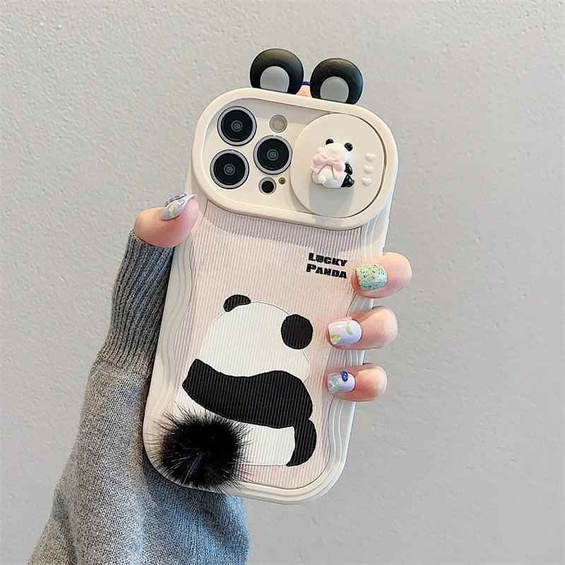 Cute 3D Ear Panda Phone Case for iPhone 15 Pro Max, 14, 13, 11, and 12 - Cover - Touchy Style .