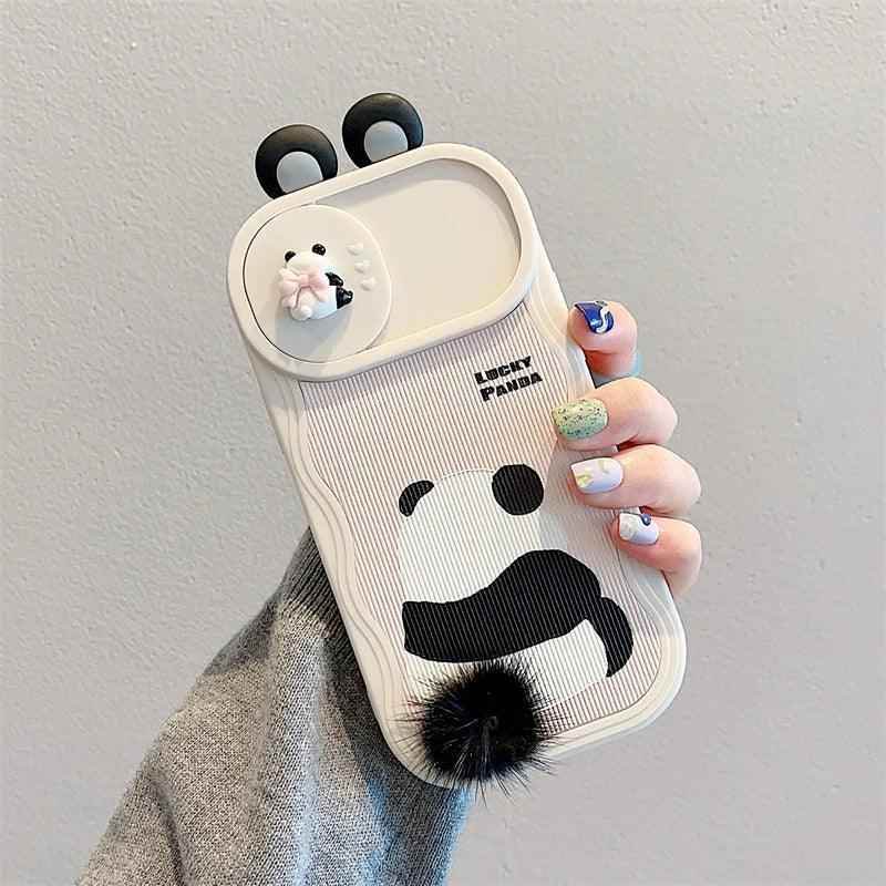 Cute 3D Ear Panda Phone Case for iPhone 15 Pro Max, 14, 13, 11, and 12 - Cover - Touchy Style .