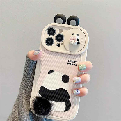 Cute 3D Ear Panda Phone Case for iPhone 15 Pro Max, 14, 13, 11, and 12 - Cover - Touchy Style